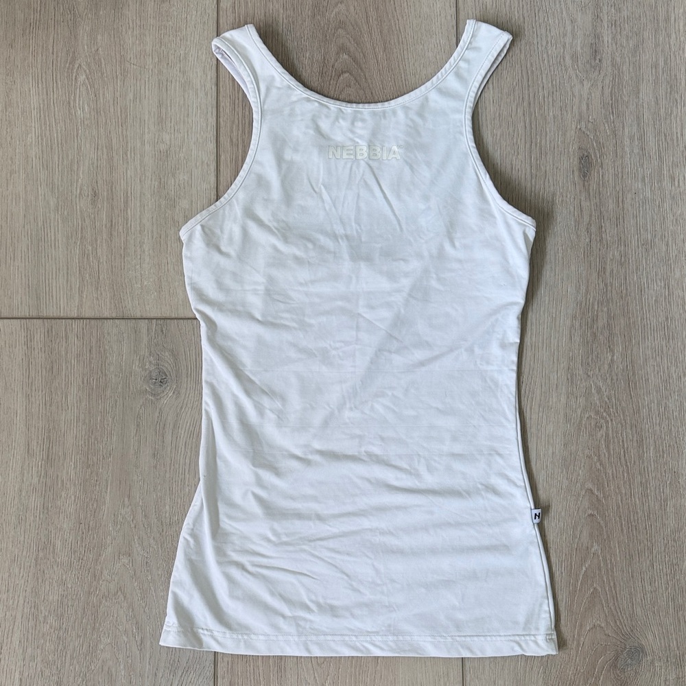 Women's White soft stretchy fitted athletic Tank Top